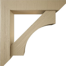 Ekena Millwork - BKTUR0554X30X30WTL06RCPR - Timberthane Faux Wood Westlake Style Bracket w/ Offset Brace, Slat Ends, 5 1/2"W x 30"D x 30"H, Primed Tan