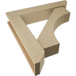 Ekena Millwork - BKTUR0554X30X30WTL06RCPR - Timberthane Faux Wood Westlake Style Bracket w/ Offset Brace, Slat Ends, 5 1/2"W x 30"D x 30"H, Primed Tan
