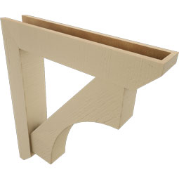 Ekena Millwork - BKTUR0554X30X34WTL06RCPR - Timberthane Faux Wood Westlake Style Bracket w/ Offset Brace, Slat Ends, 5 1/2"W x 30"D x 34"H, Primed Tan