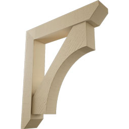 Ekena Millwork - BKTUR0554X30X34WTL06RCPR - Timberthane Faux Wood Westlake Style Bracket w/ Offset Brace, Slat Ends, 5 1/2"W x 30"D x 34"H, Primed Tan