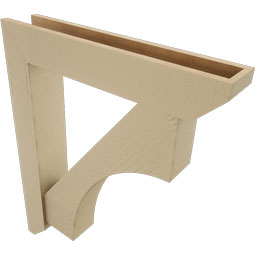 Ekena Millwork - BKTUR0554X30X36WTL06RCPR - Timberthane Faux Wood Westlake Style Bracket w/ Offset Brace, Slat Ends, 5 1/2"W x 30"D x 36"H, Primed Tan
