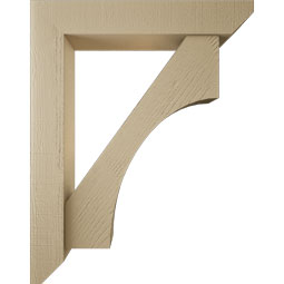 Ekena Millwork - BKTUR0554X30X38WTL06RCPR - Timberthane Faux Wood Westlake Style Bracket w/ Offset Brace, Slat Ends, 5 1/2"W x 30"D x 38"H, Primed Tan