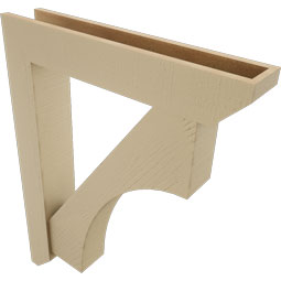 Ekena Millwork - BKTUR0554X30X38WTL06RCPR - Timberthane Faux Wood Westlake Style Bracket w/ Offset Brace, Slat Ends, 5 1/2"W x 30"D x 38"H, Primed Tan