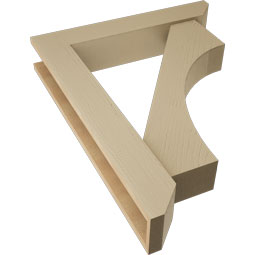 Ekena Millwork - BKTUR0554X30X38WTL06RCPR - Timberthane Faux Wood Westlake Style Bracket w/ Offset Brace, Slat Ends, 5 1/2"W x 30"D x 38"H, Primed Tan