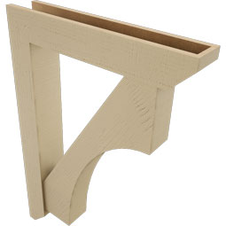 Ekena Millwork - BKTUR0554X30X42WTL06RCPR - Timberthane Faux Wood Westlake Style Bracket w/ Offset Brace, Slat Ends, 5 1/2"W x 30"D x 42"H, Primed Tan
