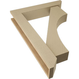 Ekena Millwork - BKTUR0554X30X42WTL06RCPR - Timberthane Faux Wood Westlake Style Bracket w/ Offset Brace, Slat Ends, 5 1/2"W x 30"D x 42"H, Primed Tan