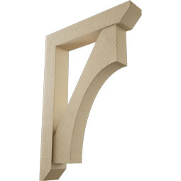 Ekena Millwork - BKTUR0554X30X42WTL06RCPR - Timberthane Faux Wood Westlake Style Bracket w/ Offset Brace, Slat Ends, 5 1/2"W x 30"D x 42"H, Primed Tan
