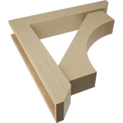 Ekena Millwork - BKTUR0554X32X32WTL06RCPR - Timberthane Faux Wood Westlake Style Bracket w/ Offset Brace, Slat Ends, 5 1/2"W x 32"D x 32"H, Primed Tan