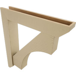 Ekena Millwork - BKTUR0554X32X36WTL06RCPR - Timberthane Faux Wood Westlake Style Bracket w/ Offset Brace, Slat Ends, 5 1/2"W x 32"D x 36"H, Primed Tan