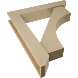 Ekena Millwork - BKTUR0554X32X36WTL06RCPR - Timberthane Faux Wood Westlake Style Bracket w/ Offset Brace, Slat Ends, 5 1/2"W x 32"D x 36"H, Primed Tan