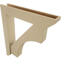 Ekena Millwork - BKTUR0554X32X38WTL06RCPR - Timberthane Faux Wood Westlake Style Bracket w/ Offset Brace, Slat Ends, 5 1/2"W x 32"D x 38"H, Primed Tan