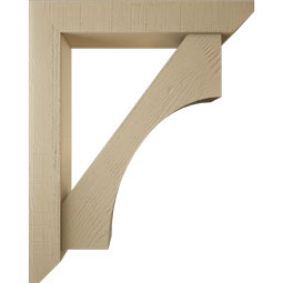 Ekena Millwork - BKTUR0554X32X40WTL06RCPR - Timberthane Faux Wood Westlake Style Bracket w/ Offset Brace, Slat Ends, 5 1/2"W x 32"D x 40"H, Primed Tan