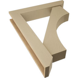 Ekena Millwork - BKTUR0554X32X40WTL06RCPR - Timberthane Faux Wood Westlake Style Bracket w/ Offset Brace, Slat Ends, 5 1/2"W x 32"D x 40"H, Primed Tan