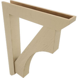 Ekena Millwork - BKTUR0554X32X44WTL06RCPR - Timberthane Faux Wood Westlake Style Bracket w/ Offset Brace, Slat Ends, 5 1/2"W x 32"D x 44"H, Primed Tan