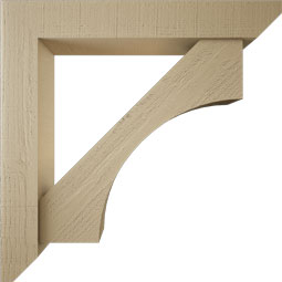 Ekena Millwork - BKTUR0554X34X34WTL06RCPR - Timberthane Faux Wood Westlake Style Bracket w/ Offset Brace, Slat Ends, 5 1/2"W x 34"D x 34"H, Primed Tan
