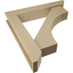 Ekena Millwork - BKTUR0554X34X34WTL06RCPR - Timberthane Faux Wood Westlake Style Bracket w/ Offset Brace, Slat Ends, 5 1/2"W x 34"D x 34"H, Primed Tan