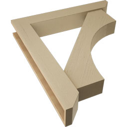 Ekena Millwork - BKTUR0554X34X38WTL06RCPR - Timberthane Faux Wood Westlake Style Bracket w/ Offset Brace, Slat Ends, 5 1/2"W x 34"D x 38"H, Primed Tan