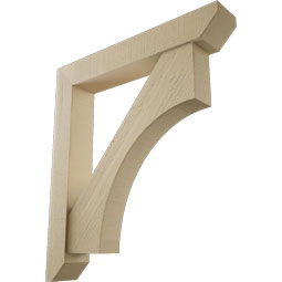 Ekena Millwork - BKTUR0554X34X38WTL06RCPR - Timberthane Faux Wood Westlake Style Bracket w/ Offset Brace, Slat Ends, 5 1/2"W x 34"D x 38"H, Primed Tan