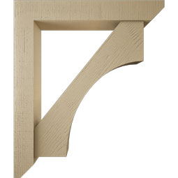 Ekena Millwork - BKTUR0554X34X40WTL06RCPR - Timberthane Faux Wood Westlake Style Bracket w/ Offset Brace, Slat Ends, 5 1/2"W x 34"D x 40"H, Primed Tan