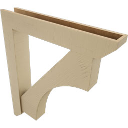 Ekena Millwork - BKTUR0554X34X40WTL06RCPR - Timberthane Faux Wood Westlake Style Bracket w/ Offset Brace, Slat Ends, 5 1/2"W x 34"D x 40"H, Primed Tan