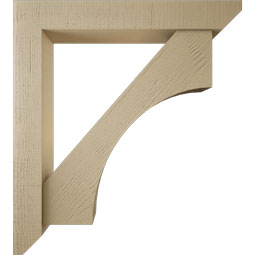 Ekena Millwork - BKTUR0554X36X40WTL06RCPR - Timberthane Faux Wood Westlake Style Bracket w/ Offset Brace, Slat Ends, 5 1/2"W x 36"D x 40"H, Primed Tan