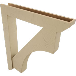 Ekena Millwork - BKTUR0554X36X44WTL06RCPR - Timberthane Faux Wood Westlake Style Bracket w/ Offset Brace, Slat Ends, 5 1/2"W x 36"D x 44"H, Primed Tan
