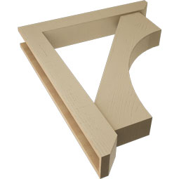 Ekena Millwork - BKTUR0554X36X44WTL06RCPR - Timberthane Faux Wood Westlake Style Bracket w/ Offset Brace, Slat Ends, 5 1/2"W x 36"D x 44"H, Primed Tan