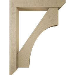 Ekena Millwork - BKTUR0554X36X48WTL06RCPR - Timberthane Faux Wood Westlake Style Bracket w/ Offset Brace, Slat Ends, 5 1/2"W x 36"D x 48"H, Primed Tan