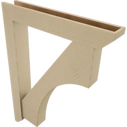 Ekena Millwork - BKTUR0554X36X48WTL06RCPR - Timberthane Faux Wood Westlake Style Bracket w/ Offset Brace, Slat Ends, 5 1/2"W x 36"D x 48"H, Primed Tan