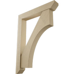 Ekena Millwork - BKTUR0554X36X48WTL06RCPR - Timberthane Faux Wood Westlake Style Bracket w/ Offset Brace, Slat Ends, 5 1/2"W x 36"D x 48"H, Primed Tan