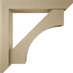 Ekena Millwork - BKTUR0554X38X38WTL06RCPR - Timberthane Faux Wood Westlake Style Bracket w/ Offset Brace, Slat Ends, 5 1/2"W x 38"D x 38"H, Primed Tan