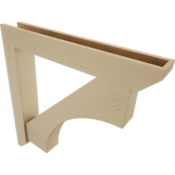 Ekena Millwork - BKTUR0554X38X38WTL06RCPR - Timberthane Faux Wood Westlake Style Bracket w/ Offset Brace, Slat Ends, 5 1/2"W x 38"D x 38"H, Primed Tan