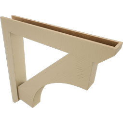 Ekena Millwork - BKTUR0554X40X40WTL06RCPR - Timberthane Faux Wood Westlake Style Bracket w/ Offset Brace, Slat Ends, 5 1/2"W x 40"D x 40"H, Primed Tan