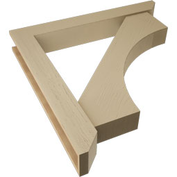 Ekena Millwork - BKTUR0554X40X40WTL06RCPR - Timberthane Faux Wood Westlake Style Bracket w/ Offset Brace, Slat Ends, 5 1/2"W x 40"D x 40"H, Primed Tan