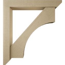Ekena Millwork - BKTUR0554X40X44WTL06RCPR - Timberthane Faux Wood Westlake Style Bracket w/ Offset Brace, Slat Ends, 5 1/2"W x 40"D x 44"H, Primed Tan