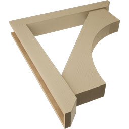 Ekena Millwork - BKTUR0554X40X44WTL06RCPR - Timberthane Faux Wood Westlake Style Bracket w/ Offset Brace, Slat Ends, 5 1/2"W x 40"D x 44"H, Primed Tan