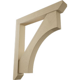 Ekena Millwork - BKTUR0554X40X44WTL06RCPR - Timberthane Faux Wood Westlake Style Bracket w/ Offset Brace, Slat Ends, 5 1/2"W x 40"D x 44"H, Primed Tan