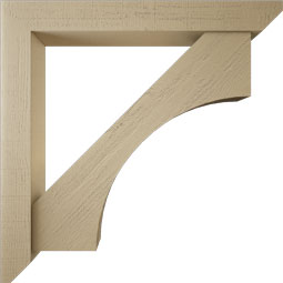 Ekena Millwork - BKTUR0554X42X42WTL06RCPR - Timberthane Faux Wood Westlake Style Bracket w/ Offset Brace, Slat Ends, 5 1/2"W x 42"D x 42"H, Primed Tan