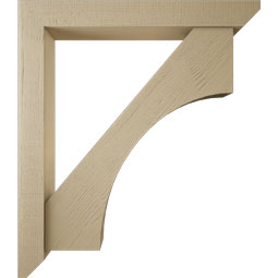 Ekena Millwork - BKTUR0554X42X48WTL06RCPR - Timberthane Faux Wood Westlake Style Bracket w/ Offset Brace, Slat Ends, 5 1/2"W x 42"D x 48"H, Primed Tan
