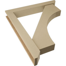 Ekena Millwork - BKTUR0554X42X48WTL06RCPR - Timberthane Faux Wood Westlake Style Bracket w/ Offset Brace, Slat Ends, 5 1/2"W x 42"D x 48"H, Primed Tan