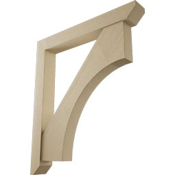 Ekena Millwork - BKTUR0554X42X48WTL06RCPR - Timberthane Faux Wood Westlake Style Bracket w/ Offset Brace, Slat Ends, 5 1/2"W x 42"D x 48"H, Primed Tan
