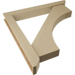 Ekena Millwork - BKTUR0554X48X48WTL06RCPR - Timberthane Faux Wood Westlake Style Bracket w/ Offset Brace, Slat Ends, 5 1/2"W x 48"D x 48"H, Primed Tan