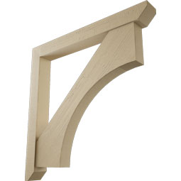 Ekena Millwork - BKTUR0554X48X48WTL06RCPR - Timberthane Faux Wood Westlake Style Bracket w/ Offset Brace, Slat Ends, 5 1/2"W x 48"D x 48"H, Primed Tan