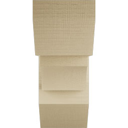Ekena Millwork - BKTUR0756X18X18WTL06RCPR - Timberthane Faux Wood Westlake Style Bracket w/ Offset Brace, Slat Ends, 7 1/2"W x 18"D x 18"H, Primed Tan