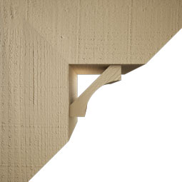 Ekena Millwork - BKTUR0756X18X18WTL06RCPR - Timberthane Faux Wood Westlake Style Bracket w/ Offset Brace, Slat Ends, 7 1/2"W x 18"D x 18"H, Primed Tan