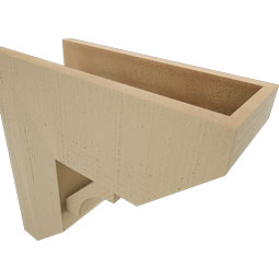 Ekena Millwork - BKTUR0756X18X18WTL06RCPR - Timberthane Faux Wood Westlake Style Bracket w/ Offset Brace, Slat Ends, 7 1/2"W x 18"D x 18"H, Primed Tan