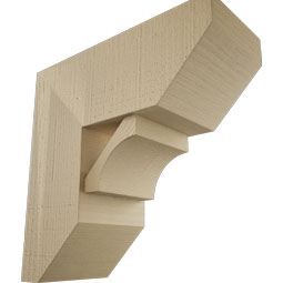 Ekena Millwork - BKTUR0756X18X18WTL06RCPR - Timberthane Faux Wood Westlake Style Bracket w/ Offset Brace, Slat Ends, 7 1/2"W x 18"D x 18"H, Primed Tan