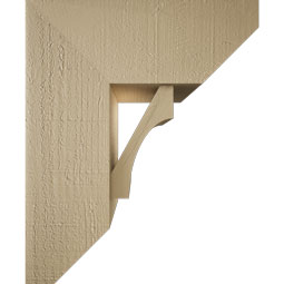 Ekena Millwork - BKTUR0756X18X22WTL06RCPR - Timberthane Faux Wood Westlake Style Bracket w/ Offset Brace, Slat Ends, 7 1/2"W x 18"D x 22"H, Primed Tan