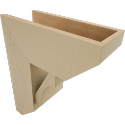 Ekena Millwork - BKTUR0756X18X22WTL06RCPR - Timberthane Faux Wood Westlake Style Bracket w/ Offset Brace, Slat Ends, 7 1/2"W x 18"D x 22"H, Primed Tan