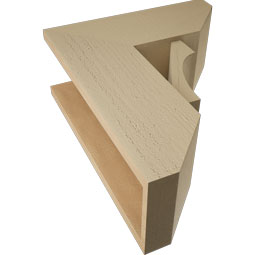 Ekena Millwork - BKTUR0756X18X22WTL06RCPR - Timberthane Faux Wood Westlake Style Bracket w/ Offset Brace, Slat Ends, 7 1/2"W x 18"D x 22"H, Primed Tan